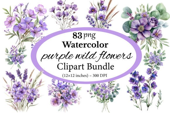 Download Watercolor Purple Wild Flowers Clipart - Flowers Collection