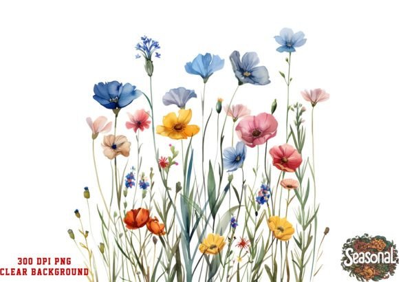 Download Wildflower Meadow Watercolor Clipart - Wildflower meadow Collection