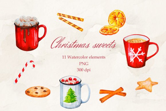 Download Christmas Decorations. Watercolor. PNG. - Christmas decorations Collection