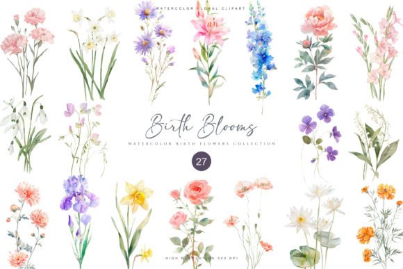 Download Watercolor Birth Flowers Collection - Flowers Collection