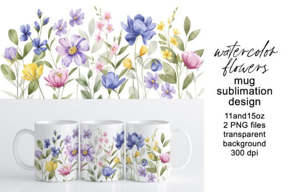 Download Mug Design, Wrap with Flowers, Leaves. - Flowers Collection