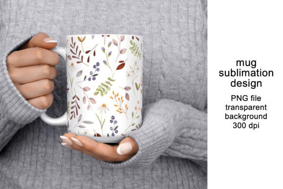 Download Mug Design, Wrap with Flowers, PNG. - Flowers Collection
