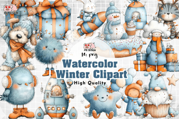 Download Watercolor Winter Clipart PNG - Premium Bundle