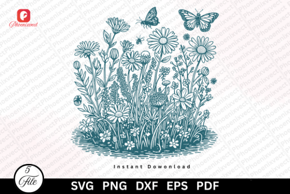 Download Wildflower Meadow Butterfly SVG PNG - Wildflower meadow Collection
