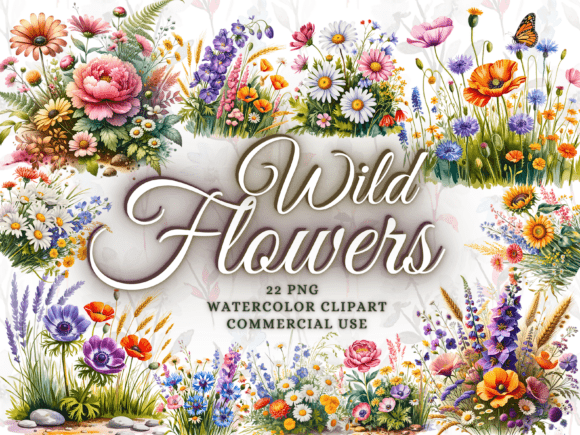 Download Watercolor Wild Flowers Clipart Png - Flowers Collection