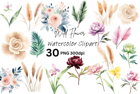 Download Watercolor Wild Flowers Clipart - Flowers Collection