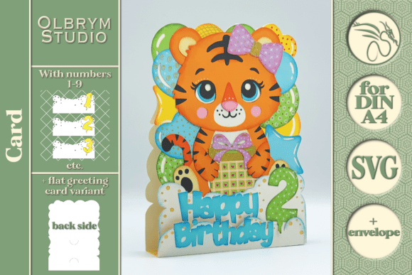 Download Baby Tiger Birthday Card Kawaii SVG - Tiger Collection