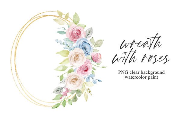 Download Gold Frame, Floral Wreath with Flowers. - Flowers Collection