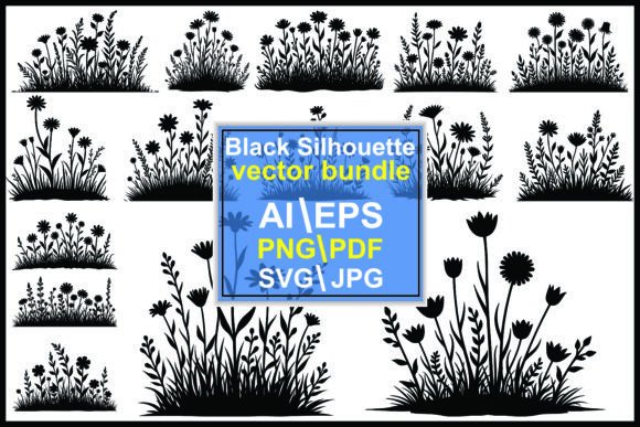 Download Silhouette Garden Wildflowers Bundle - Flowers Collection
